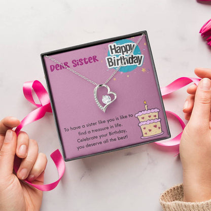 Dear Sister Happy Birthday 925 Sterling Silver Pendant 1 Forever Love Necklace