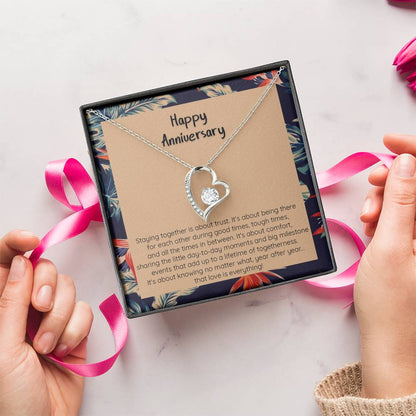 Anniversary Gift Love Is Everything 14K White Gold Or 18K Yellow Gold Finish Pendant Necklace Forever Love Necklace