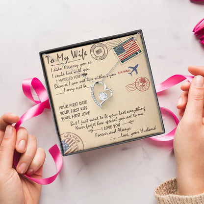 To My Wife Forever Love Necklace - Forever Love To My Wife Necklace From Husband Anniversary Gift For Wife Forever Love Necklace