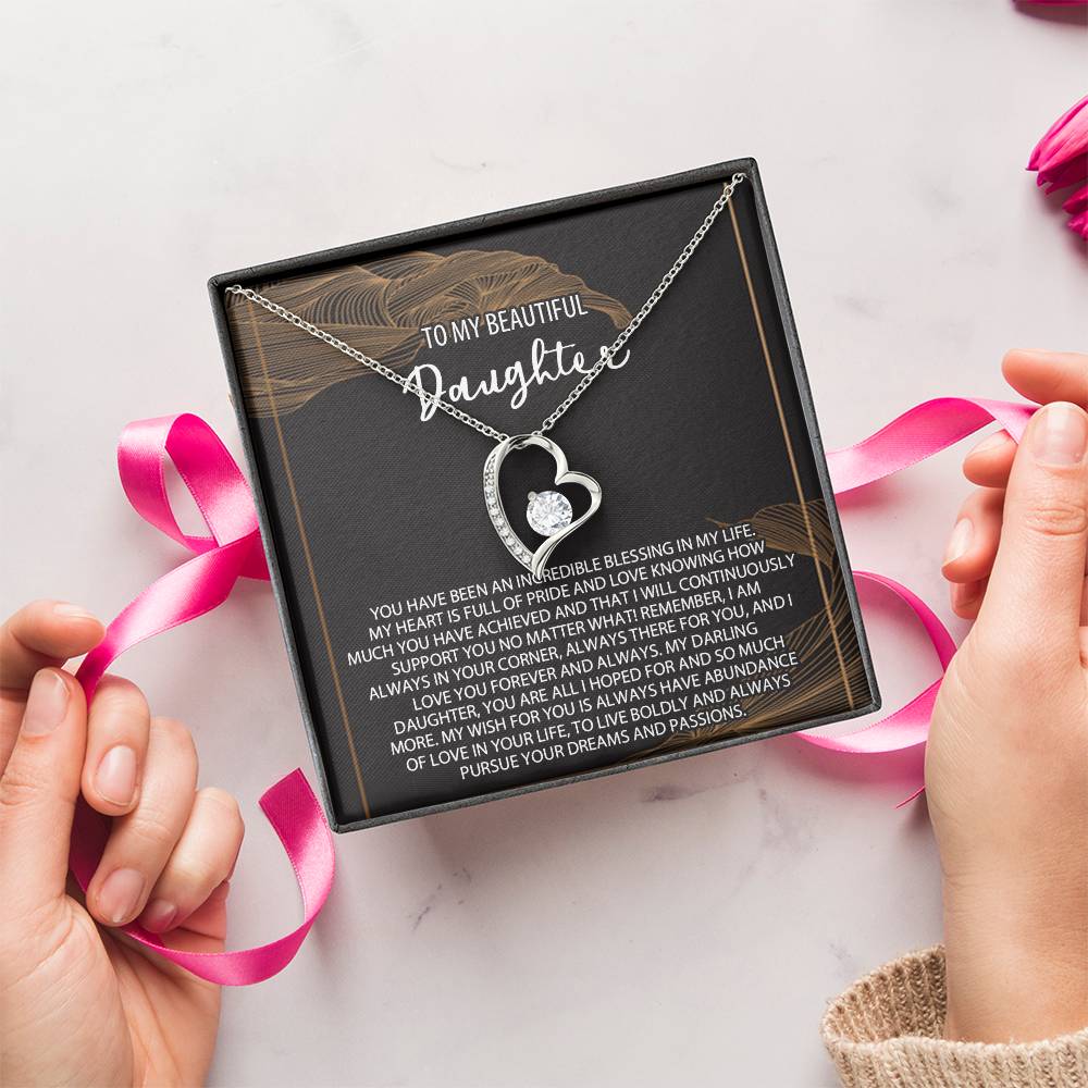 Daughter Necklace Gift Daughter Birthday Necklace To My Beautiful Daughter Forever Love Necklacedaughter Gift From Mom Daughter Forever Love Necklace