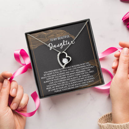 Daughter Necklace Gift Daughter Birthday Necklace To My Beautiful Daughter Forever Love Necklacedaughter Gift From Mom Daughter Forever Love Necklace