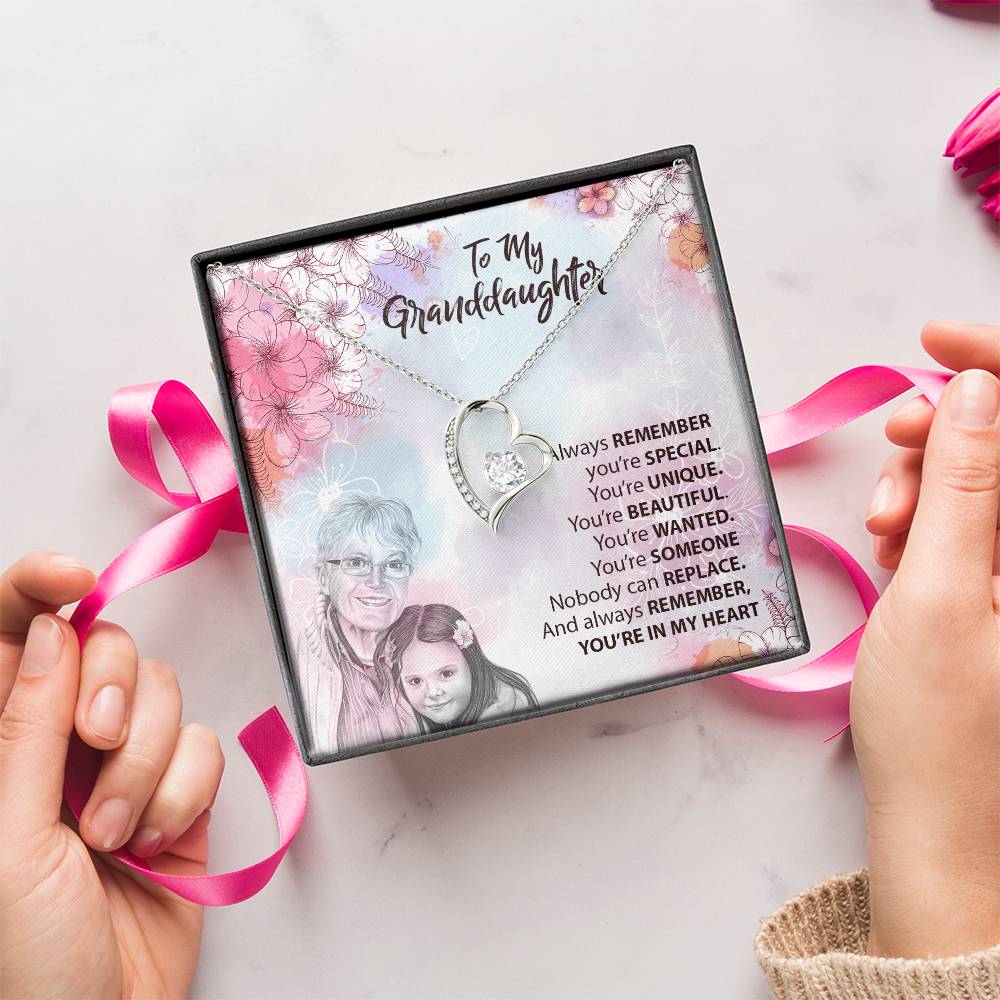 To Our Granddaughter White Gold Necklace Forever Love Necklace