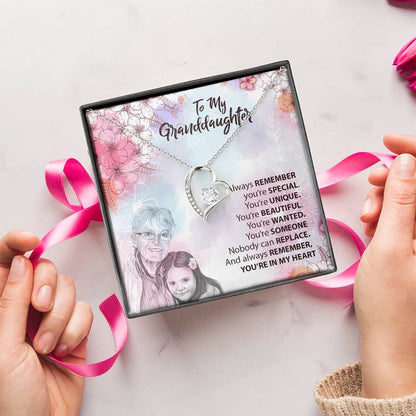 To Our Granddaughter White Gold Necklace Forever Love Necklace