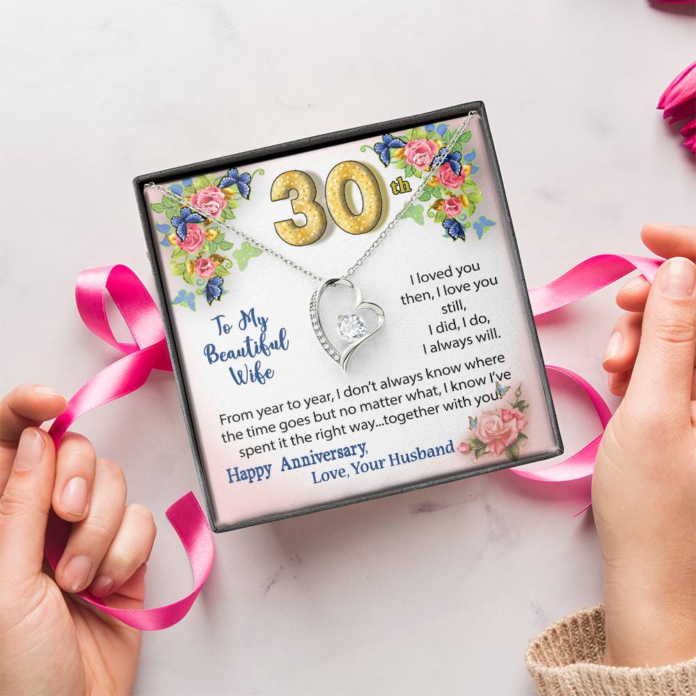 30th Anniversary Gift Heart Necklace For Wife Forever Love Necklace