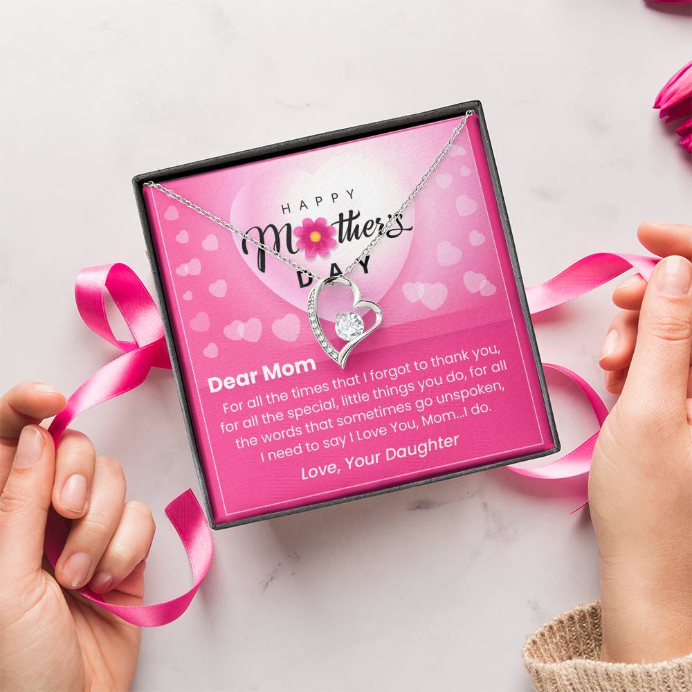 Dear Mom- Gift For Mom- Mother's Day Gift Forever Love Necklace