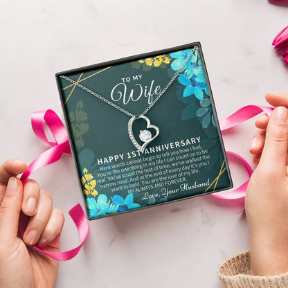 1st Anniversary Gift For Wife 1st Wedding Anniversary One Year Anniversary Gifts First Year Anniversary First Anniversary Gift For Forever Love Necklace