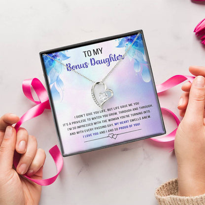 Best Gift For Bonus Daughter Message Card With Necklace Jewelry Gift Christmas Gifts For Daughter From Mom Forever Love Necklace