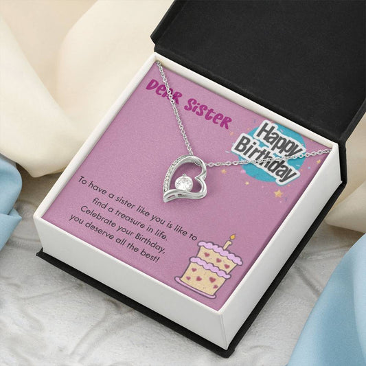 Dear Sister Happy Birthday 925 Sterling Silver Pendant 1 Forever Love Necklace