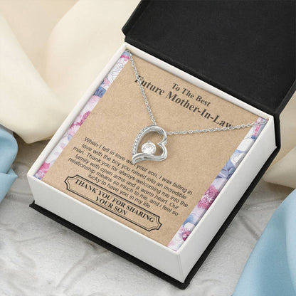 To The Best Future Motherinlaw Thank You For Always Welcoming Me Into The Family With Open Arms And A Warm Heart Wedding Necklace Mothers Day Forever Love Necklace