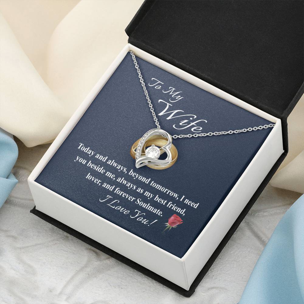 To My Wife Message Card With Heart Necklace Gift Necklace For Wife From Husband Anniversary And Birthday Gift For Wife Forever Love Necklace