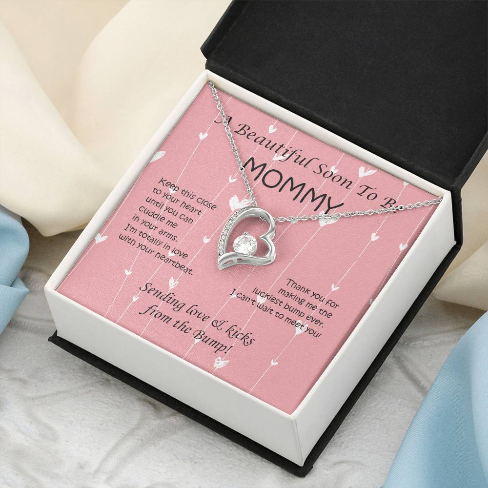 A Beautiful Soon To Be Mommy Heart Necklace Sending Love And Kicks From The Bump 1 Forever Love Necklace