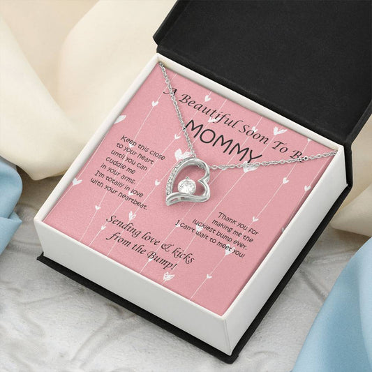 A Beautiful Soon To Be Mommy Heart Necklace Sending Love And Kicks From The Bump 1 Forever Love Necklace