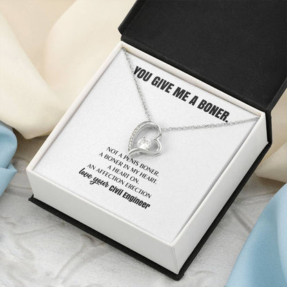 You Give Me A Heart Boner An Affection Erection Funny & Sarcastic Love For Her ? Mature Best Funny Gag Gifts For Civil Engineer Wife On Special Days Forever Love Necklace