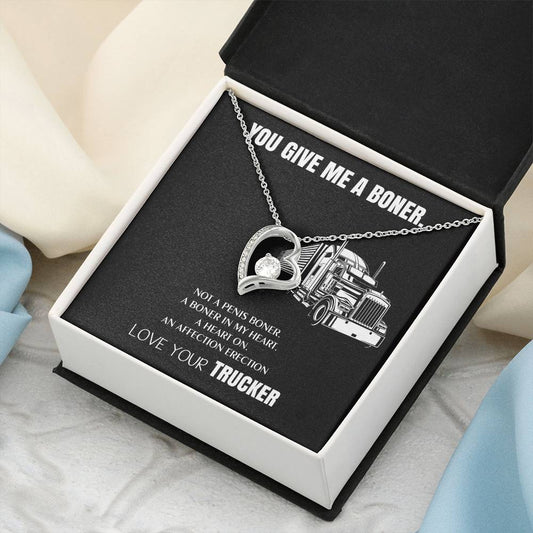 You Give Me A Heart Boner An Affection Erection Funny & Sarcastic Love For Her ? Mature Gag Gift For Truck Drivers Wife 1 Forever Love Necklace