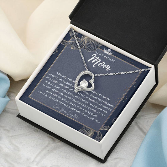 Badass Mom Gift To My Badass Mom Necklace Mother’s Day Gift Daughter To Mom Gift Gift From Daughter To Mom On Wedding Day Mom Gift 2 Forever Love Necklace