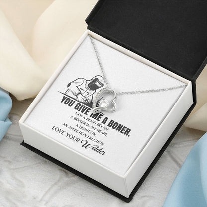 You Give Me A Heart Boner An Affection Erection Funny & Sarcastic Love For Her Mature Gift ? Gift For Welder's Wife Necklace Forever Love Necklace