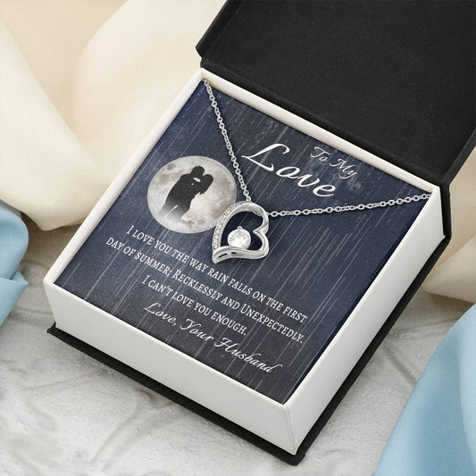 To My Wife Message Card Necklace To My Love From Husband Anniversary Gift Necklace For Wife Birthday Gifts For Wife Forever Love Necklace