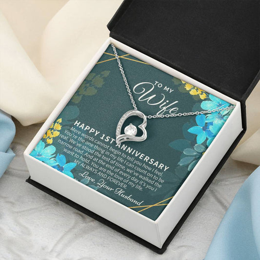 1st Anniversary Gift For Wife 1st Wedding Anniversary One Year Anniversary Gifts First Year Anniversary First Anniversary Gift For Forever Love Necklace