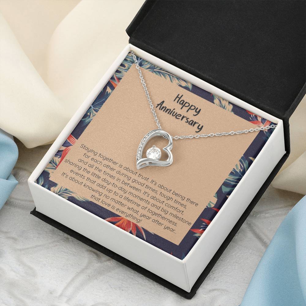 Anniversary Gift Love Is Everything 14K White Gold Or 18K Yellow Gold Finish Pendant Necklace Forever Love Necklace