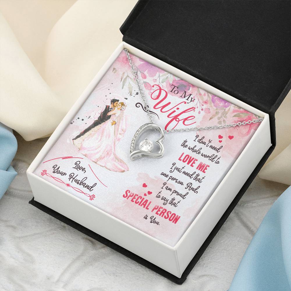 To My Wife Necklace Love Your Husband Anniversary Birthday Valentine's Day Gifts For Lineman's Wife Lineman's Wife Gifts Forever Love Necklace