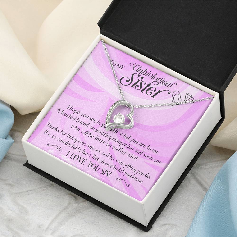Unbiological Sisters Necklace Bonus Sister Soul Sister Best Friend Sister In Law Step Sister Gifts For Her 1 Forever Love Necklace