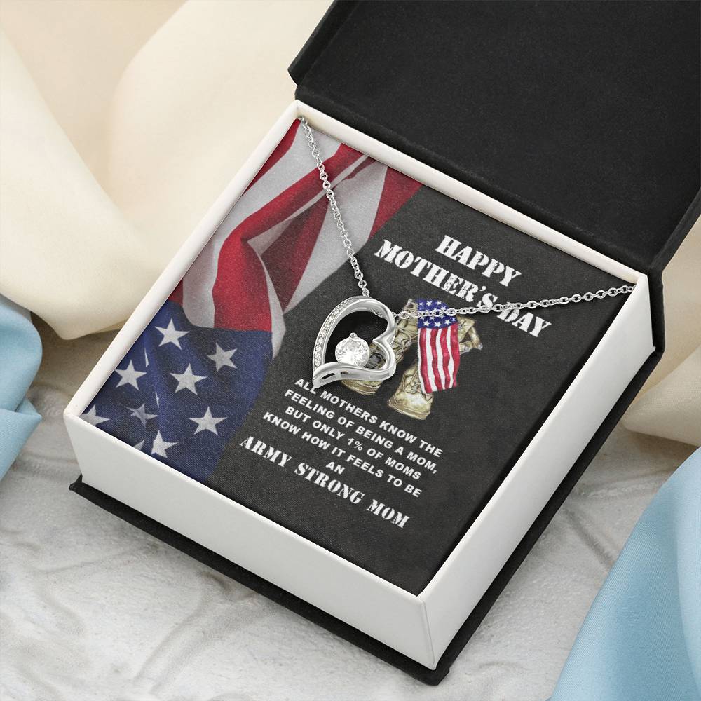 Army Mom Gift Strong Mom Forever Love Necklace
