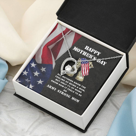 Army Mom Gift Strong Mom Forever Love Necklace