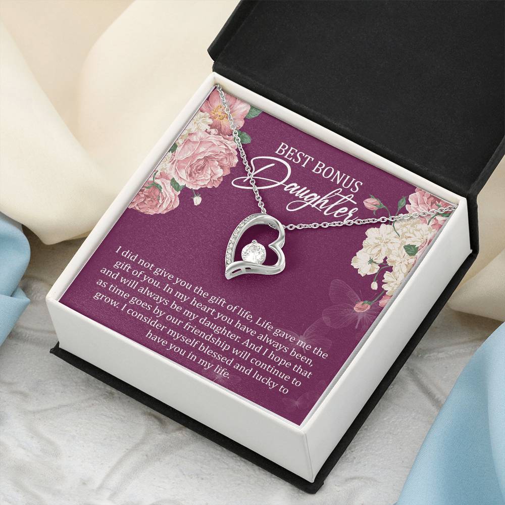 Best Bonus Daughter Birthday Message Card Gift Bonus Daughter Step Daughter Gift Bonus Daughter Necklace Forever Love Necklace