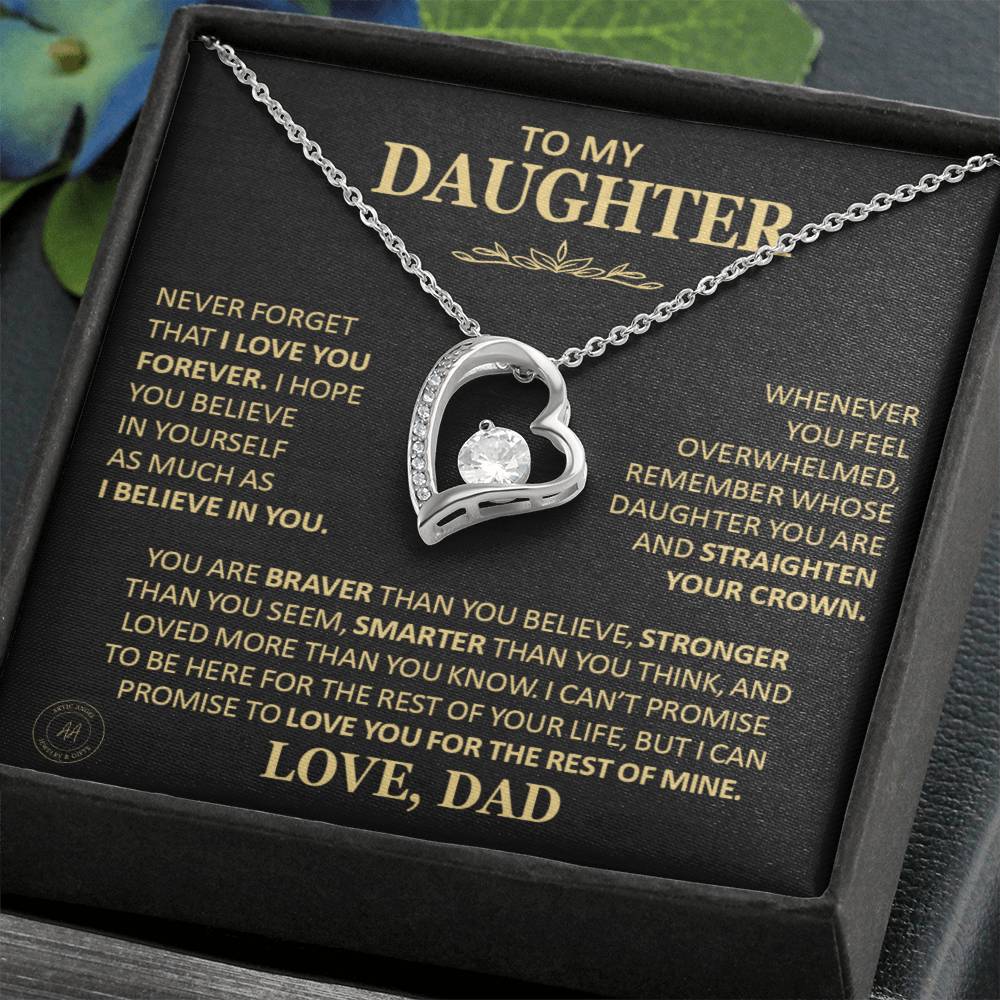Unique Gift For Daughter From Dad Never Forget That I Love You Heart Necklace Forever Love Necklace