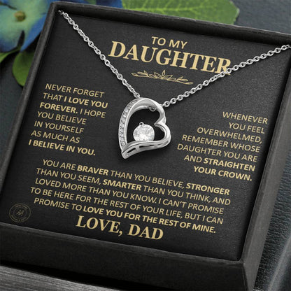 Unique Gift For Daughter From Dad Never Forget That I Love You Heart Necklace Forever Love Necklace