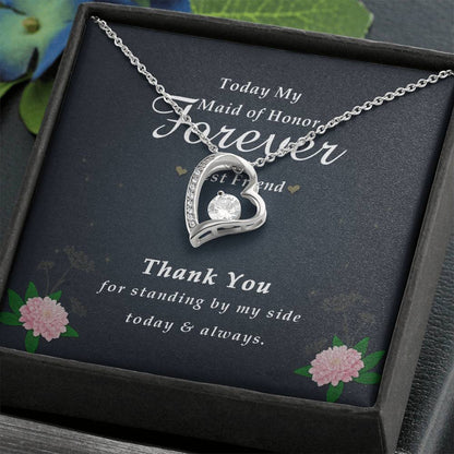 Forever Heart Necklace, Maid Of Honor Gift Forever Love Necklace
