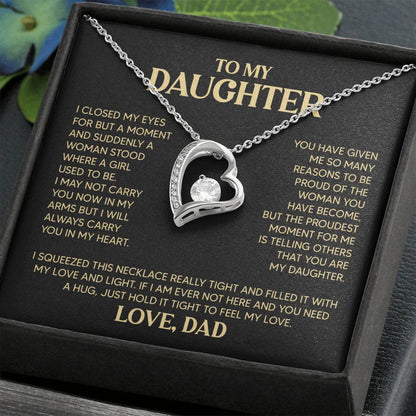 Daughter Heart Necklace  Love Dad Forever Love Necklace