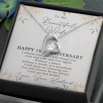 1St Anniversary Necklace Gift For Wife 1 Year Wedding Jewelry Gift For Her 1St Wedding Anniversary Wife Gift  1 Year Anniversary Wedding Present Forever Love Necklace