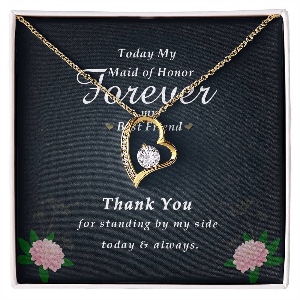 Forever Heart Necklace, Maid Of Honor Gift Forever Love Necklace