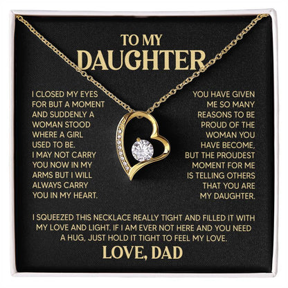 Daughter Heart Necklace  Love Dad Forever Love Necklace