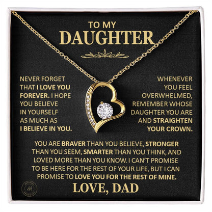 Unique Gift For Daughter From Dad Never Forget That I Love You Heart Necklace Forever Love Necklace