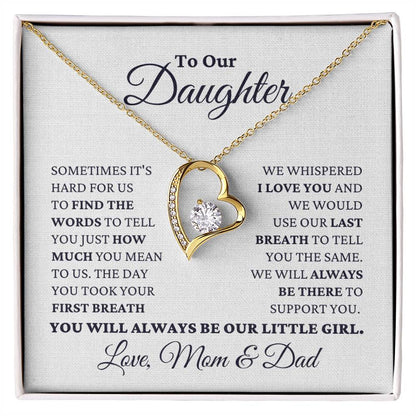 Gift For Daughter Love Mom And Dad Our Little Girl Necklace Forever Love Necklace
