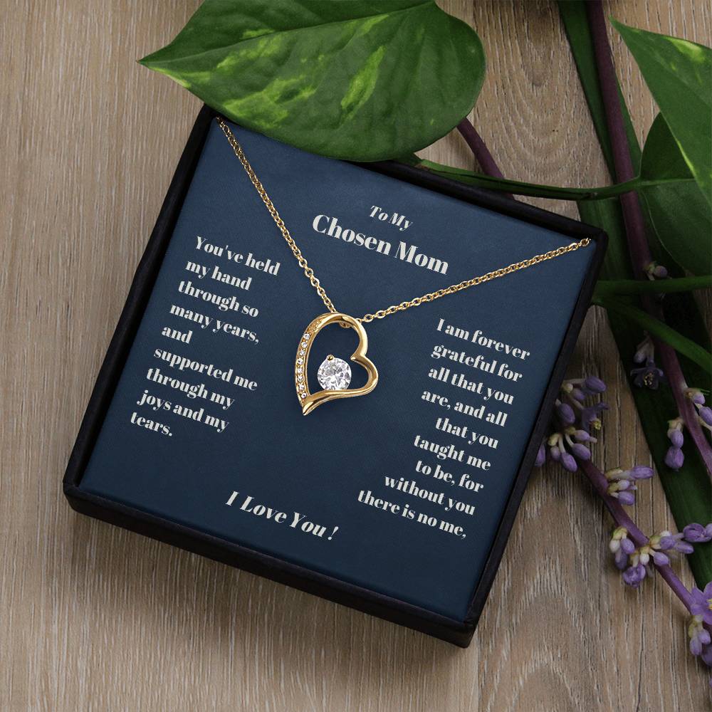 Chosen Mom Heart Necklace Gift Forever Love Necklace