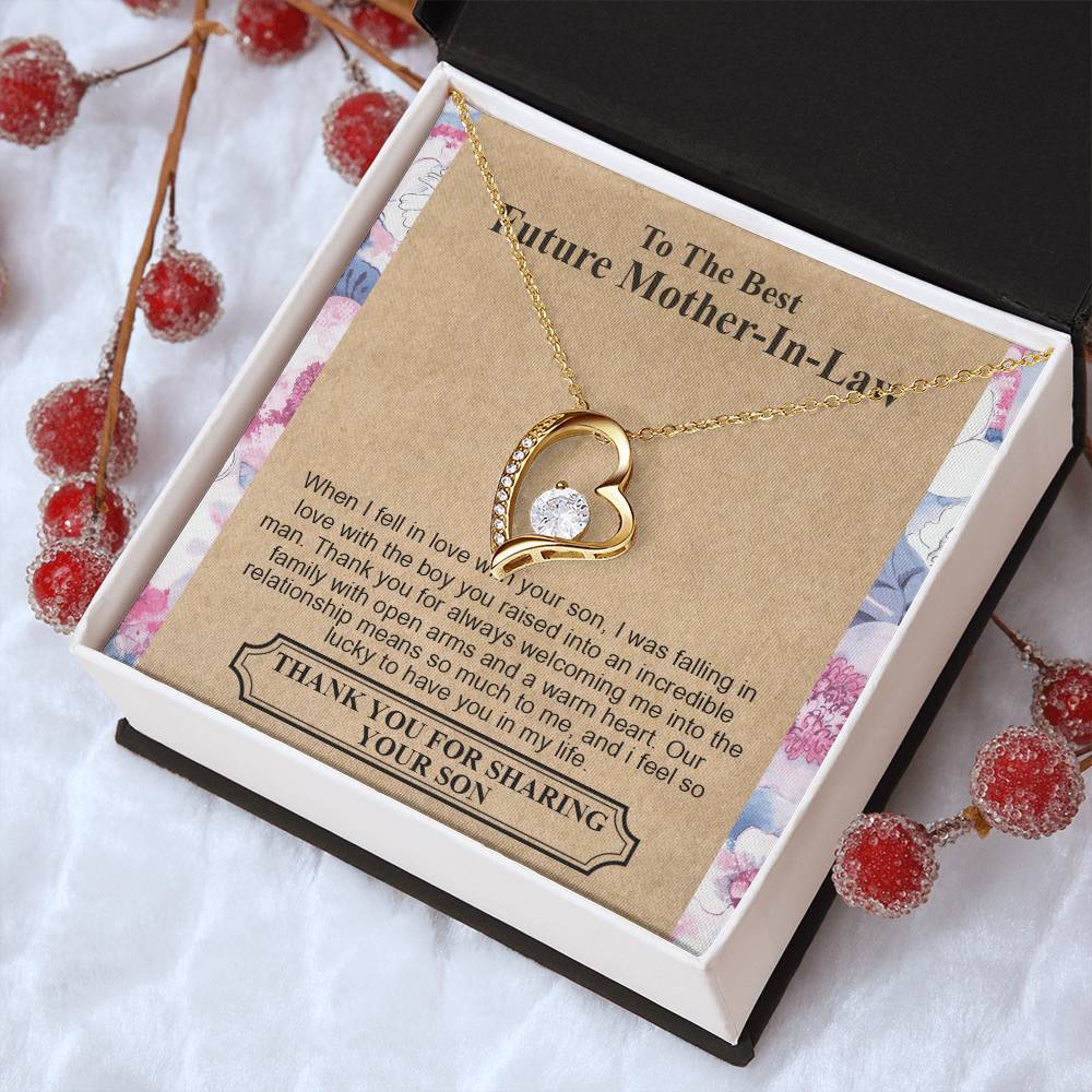 To The Best Future Motherinlaw Thank You For Always Welcoming Me Into The Family With Open Arms And A Warm Heart Wedding Necklace Mothers Day Forever Love Necklace