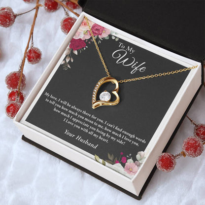 To My Wife I Love You With All My Heart - Heart Pendant Necklace With An Elegant Heart-Melting Forever Love Necklace