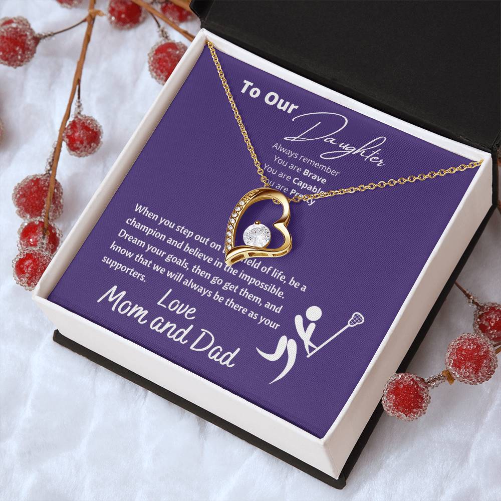 To Our Lacrosse Crazy Daughter - To Our Daughter Necklace From Mom And Dad Gift For Daughter Forever Love Necklace