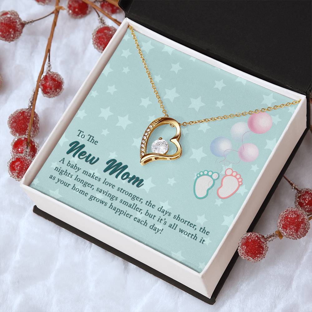 To The New Mom - A Baby Makes Love Stronger - Forever Love Necklace Forever Love Necklace