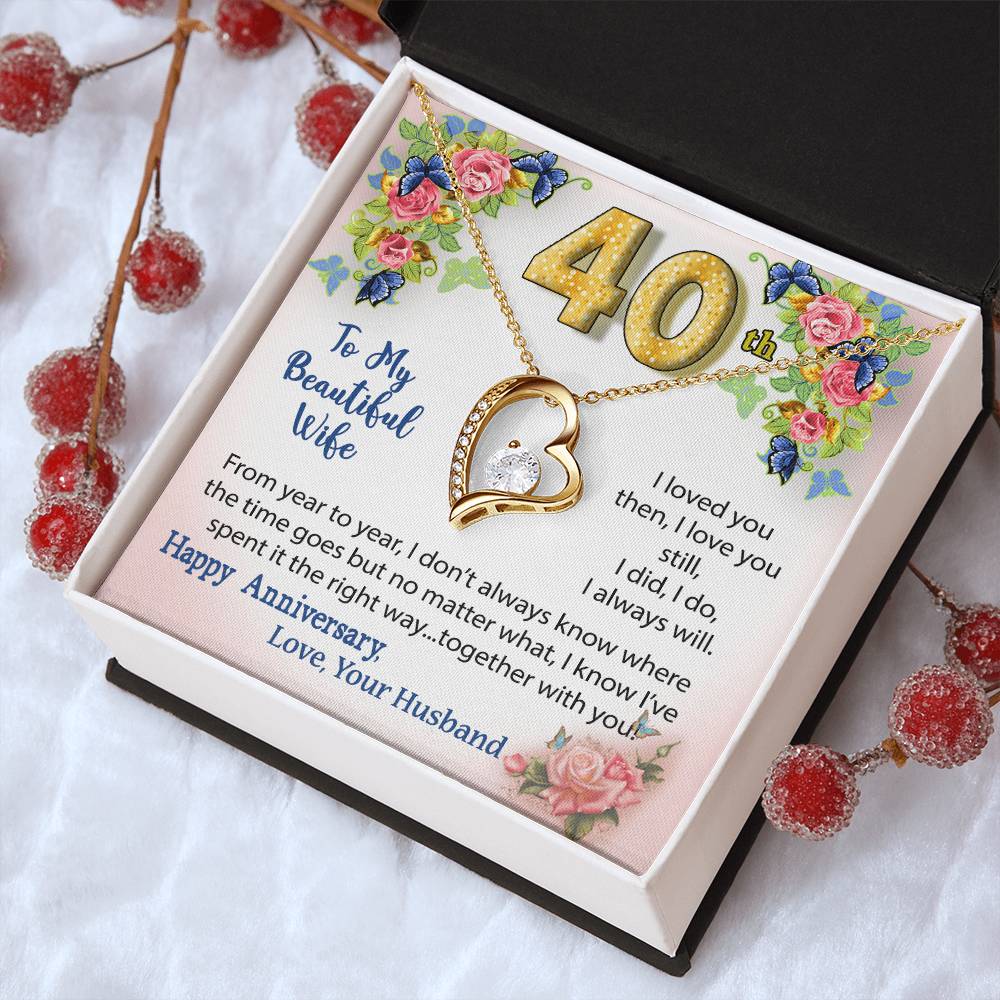 40Th Anniversary Gift For Wife Heart Necklace Forever Love Necklace