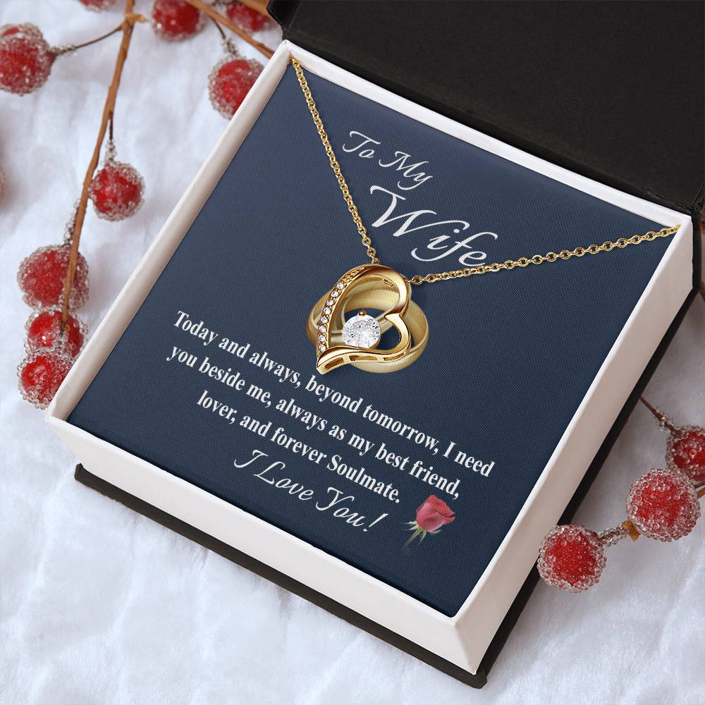 To My Wife Message Card With Heart Necklace Gift Necklace For Wife From Husband Anniversary And Birthday Gift For Wife Forever Love Necklace