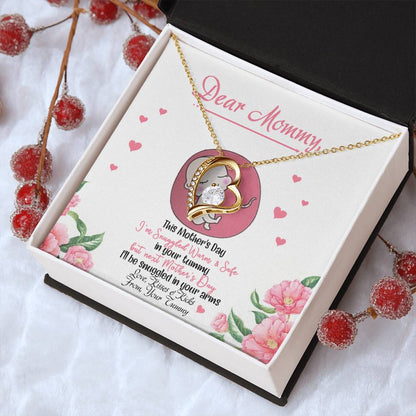 Dear Mommy From Your Tummy Mother's Day Gift Luxury Necklace Baby Bump Gift Expecting Mom Gifts To My Mommy From Tummy Forever Love Necklace
