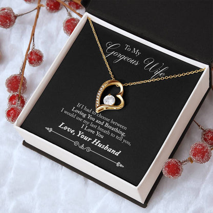 To My Wife Gift 18K Gold Necklace For Birthday Marriage Anniversary Thoughtful Passionate Sentimental Message Affectionate & Heartfelt Gift Idea Forever Love Necklace