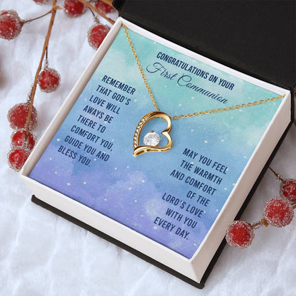 Congratulations On Your First Communion Remember That God's Love Will Aways Be There To Comfort You Guide You And Bless Necklace Forever Love Necklace