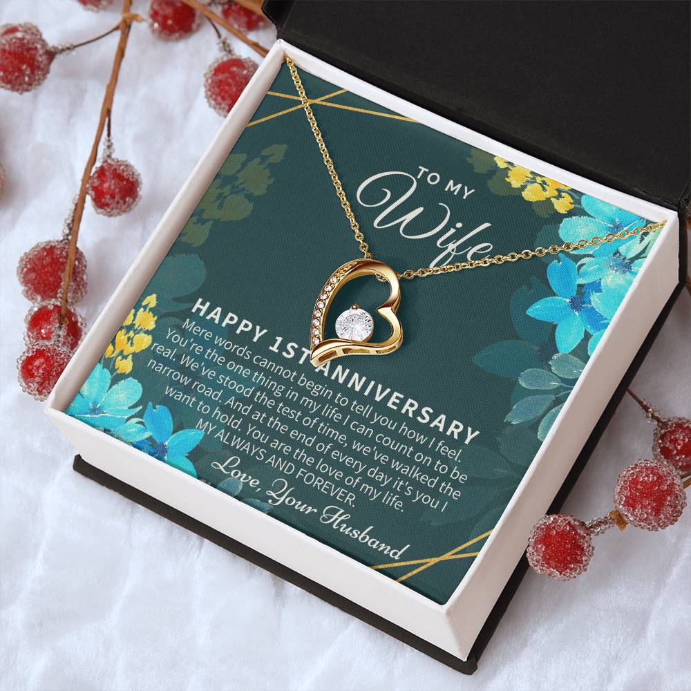 1st Anniversary Gift For Wife 1st Wedding Anniversary One Year Anniversary Gifts First Year Anniversary First Anniversary Gift For Forever Love Necklace