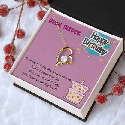 Dear Sister Happy Birthday 925 Sterling Silver Pendant 1 Forever Love Necklace