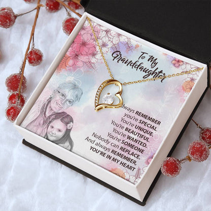 To Our Granddaughter White Gold Necklace Forever Love Necklace
